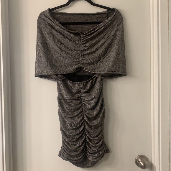Backless Metallic Draped Front Dress - Picture 10 of 10